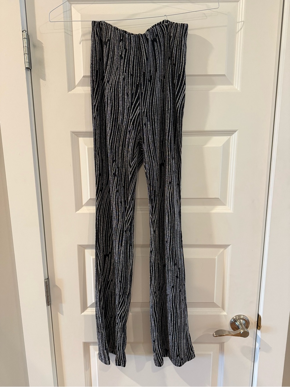 Anthropologie Black & White Ribbed Flare Pants
